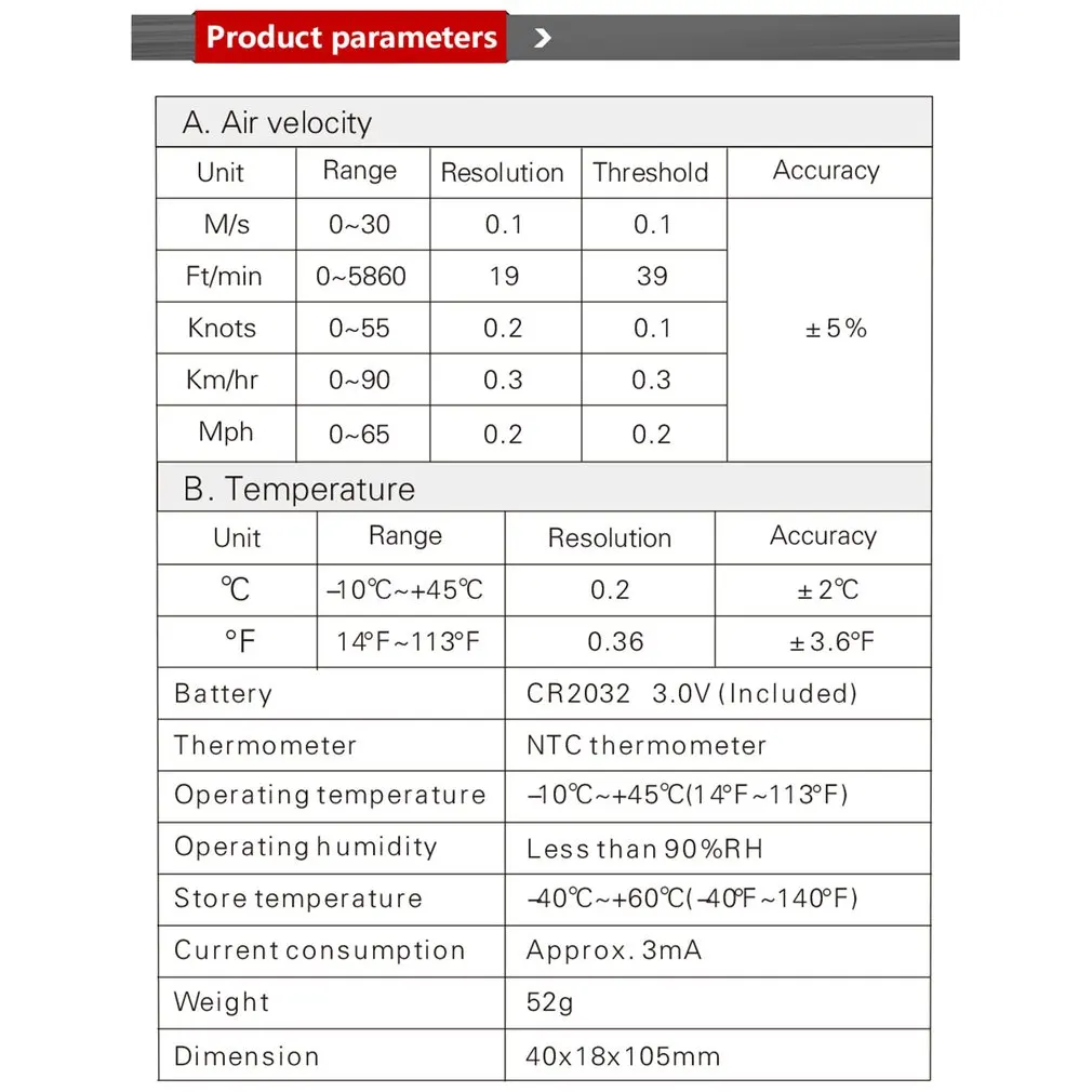 WT816 переносной Анемометр Водонепроницаемость IP67 скорость ветра Анемометр измеритель температуры 30 м/с с ЖК-подсветкой дисплей
