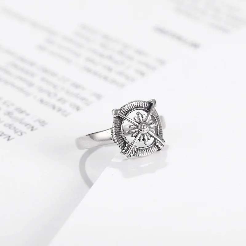 Высокое качество, S925 Стерлинговое Серебро, винтажное старое дизайнерское кольцо с компасом, нейтральный ветер, тайское серебро, кольцо для пары, 11-0006
