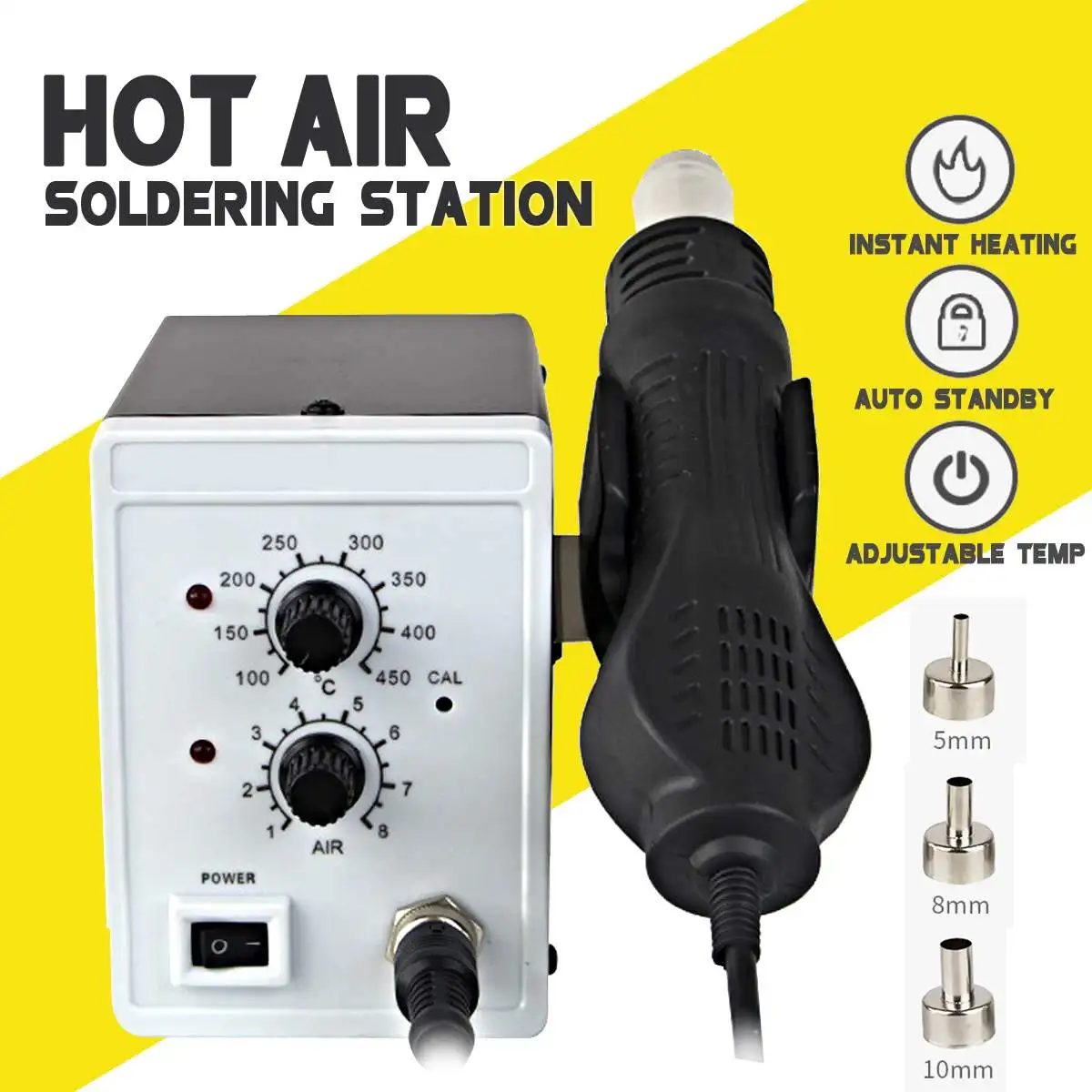 

Becornce Hot Air Gun 220V 700W LED Digital Display Adjustable Temperature Portable Handheld Mobile Phone Repair DIY Tool