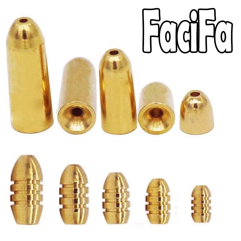 10pcs Fishing Bullet Weights Stainless Brass Slip Sinker For Fishing Hook  Fishing Lure Texas Rig