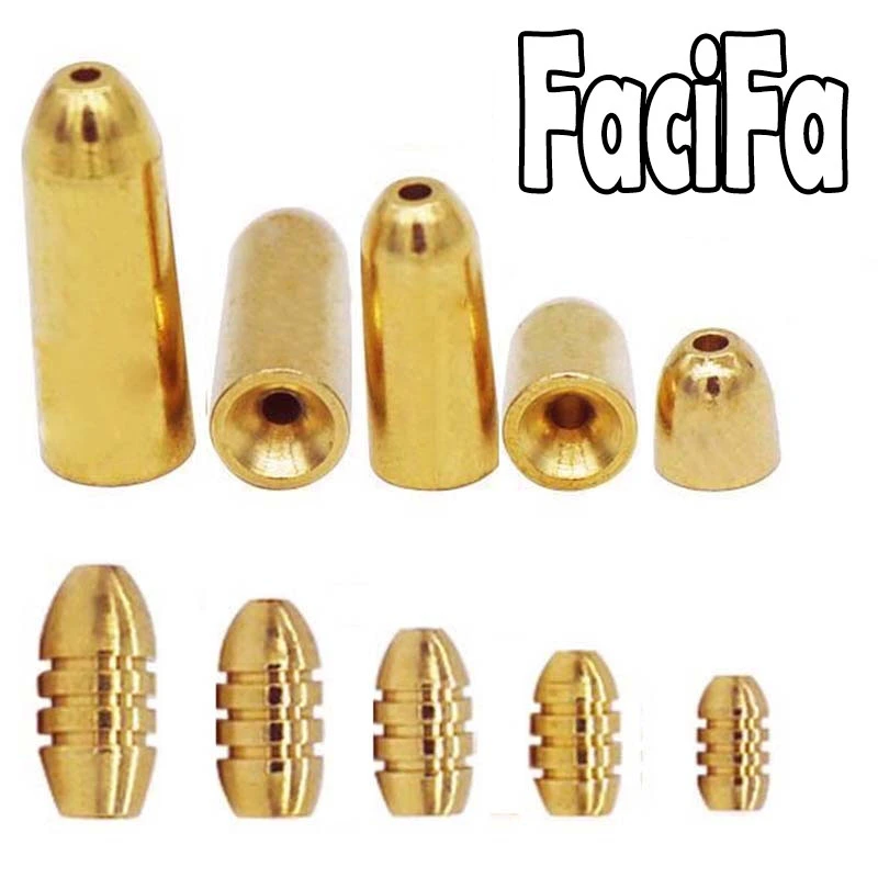 10pcs Fishing Bullet Weights Stainless Brass Slip Sinker For Fishing