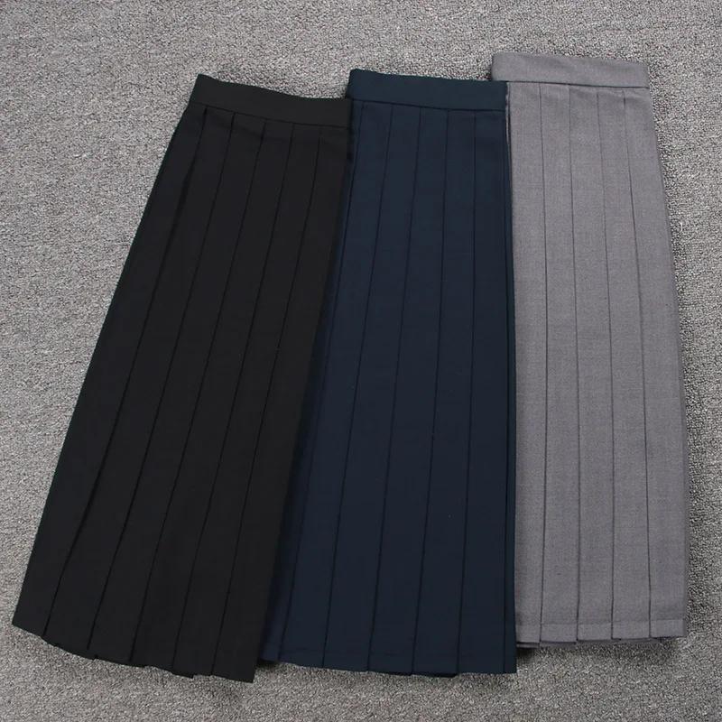 Школьные платья матросский костюм Простой плиссированный юбка Jk униформа косплей колледж Средний Школьный костюм черный синий серый короткая юбка