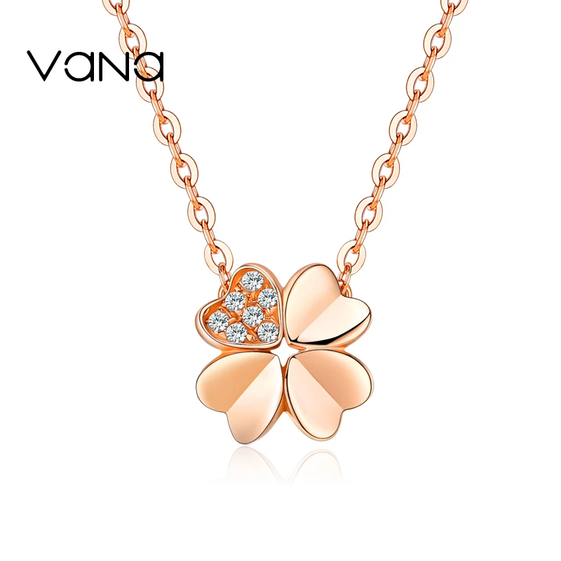 

VANA Heart Clover Necklace for Women 925 Sterling Silver Necklace Gift for Girlfriend Wife