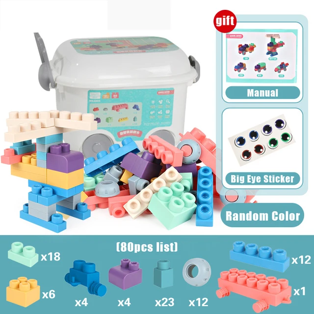 Baby 3D Big Size Soft Plastic Building Blocks Touch Hand Teethers Compatible Brick Early Educational Rubber Bricks Toy for Child 1