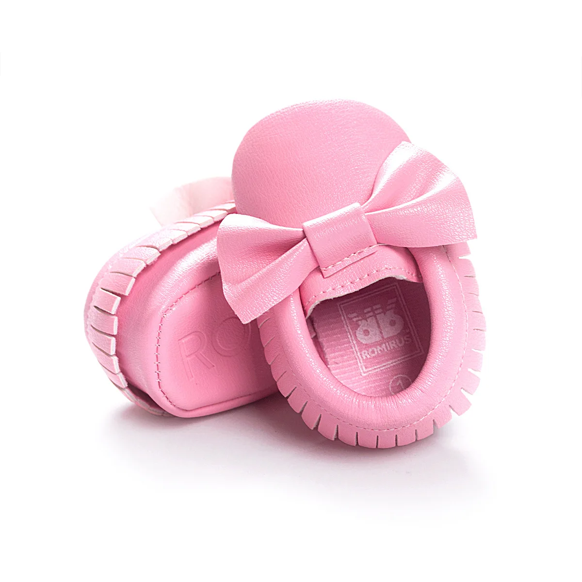 Обувь для новорожденных девочек; обувь для малышей с мягкой подошвой; разноцветная обувь из искусственной кожи с бантом-бабочкой; нескользящая обувь для малышей; обувь для малышей - Цвет: pink