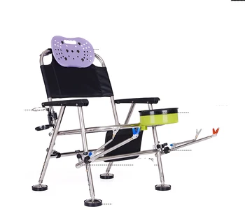 

multifunctional fishing chair outdoor leisure stainless steel fishing stool bearing 300kg wih Fishing bait Fixture & bag