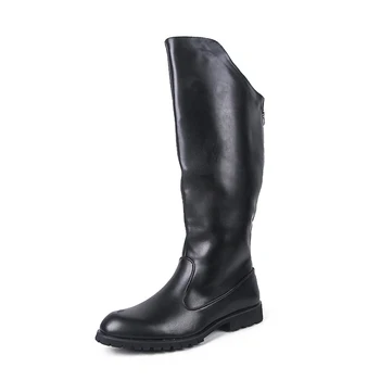 

Men's Boot 2019 Autumn PU Leather Winter Boots Men High Boots Black Male Shoes Warm Winter Men Long Boot Rubber Sole Shoes