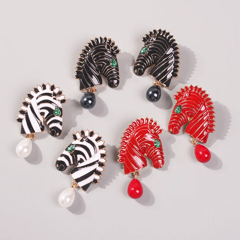Дизайн модные женские богемные Морской стиль жемчужные животные геометрические серьги в форме зебры женские ювелирные изделия подарок для женщин