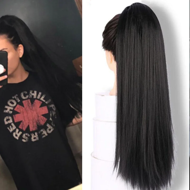 

AOSI Drawstring Ponytail Hair Extension Clip Synthetic Afro Kinky Straight Ponytail Hairpieces Elastic Band Comb Heat Resiatant