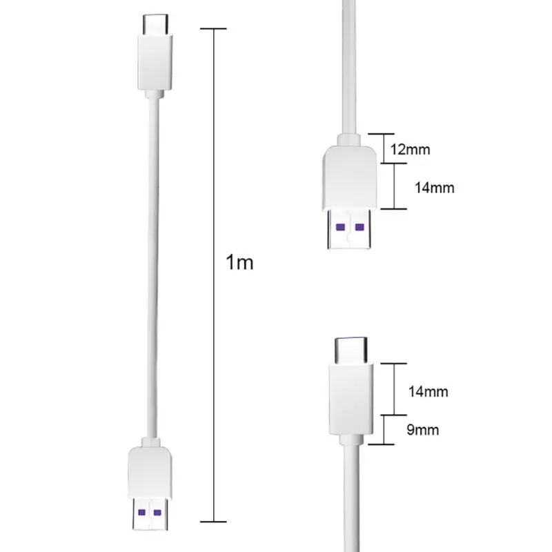 Кабель USB C 5А быстрая зарядка телефона Высокоскоростная синхронизация данных type-C шнур 1 м/3 фута для huawei для мобильного телефона