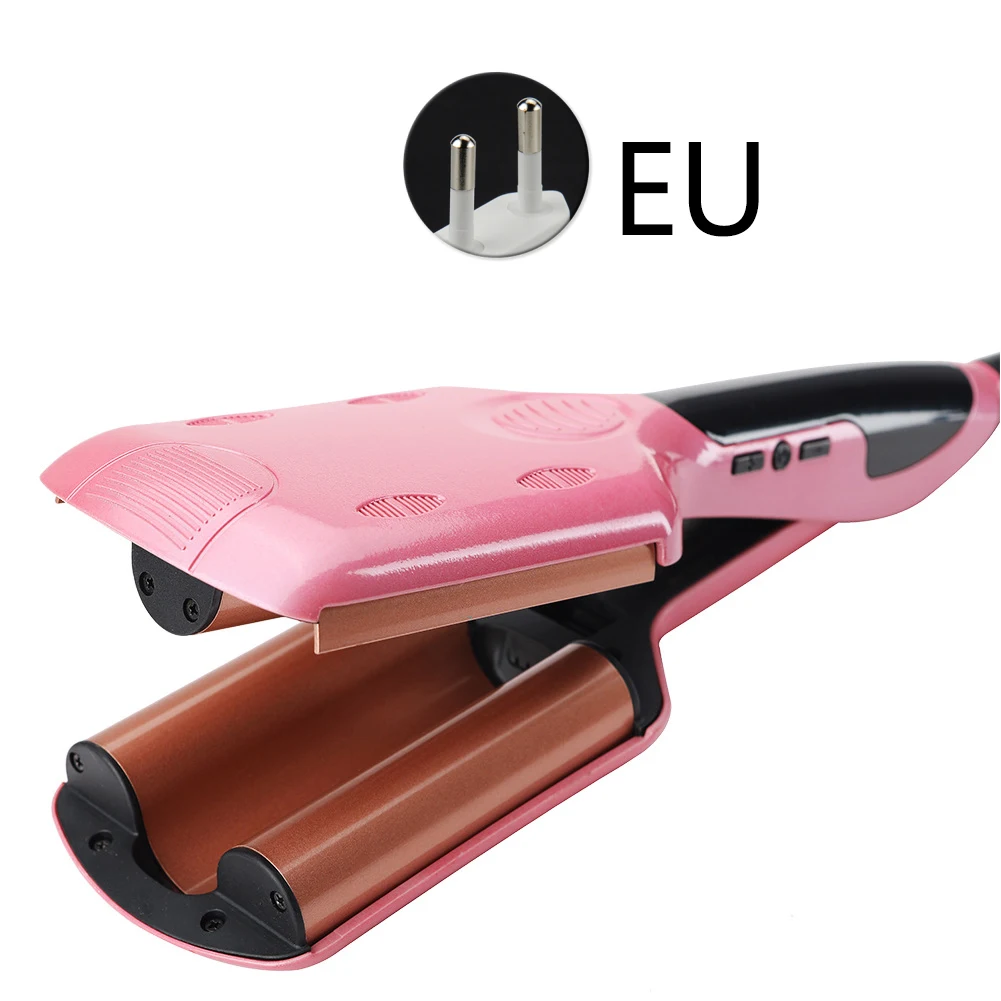 

Wand Ceramic Practical Wave Multi-Switching LCD Screen Curling Irons Wet Dry Easy Operate Heat Resistant Three Tube Straightener