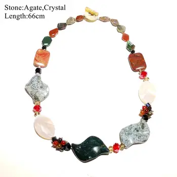 

LiiJi Unique Christmas Gift Necklace Agates Crystal Brown color Necklace 66cm Only 1PCS each stock Jewelry for Women