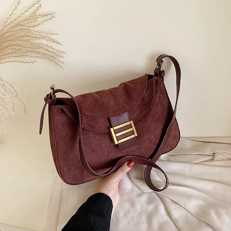 

2019 Autumn And Winter New Style WOMEN'S Bag INS Style Shoulder Bag Solid Color Simple New Moon Bag Dull Polish Textured