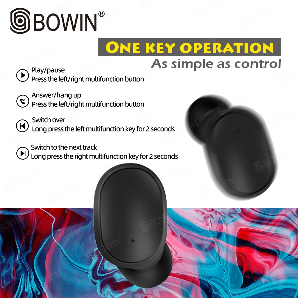 BOWIN Microphone game A6S TWS noise reduction 3D Sound waterproof Wireless Bluetooth 5 0 headset Sport For All Smart Phone