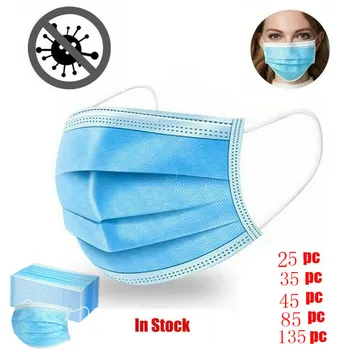 

25/35/45pc 3Ply Ear Loop Mas/k Respirator Masque Mascarillas Face Mouth Activated Carbon Filters Cover Dustproof маска マスク