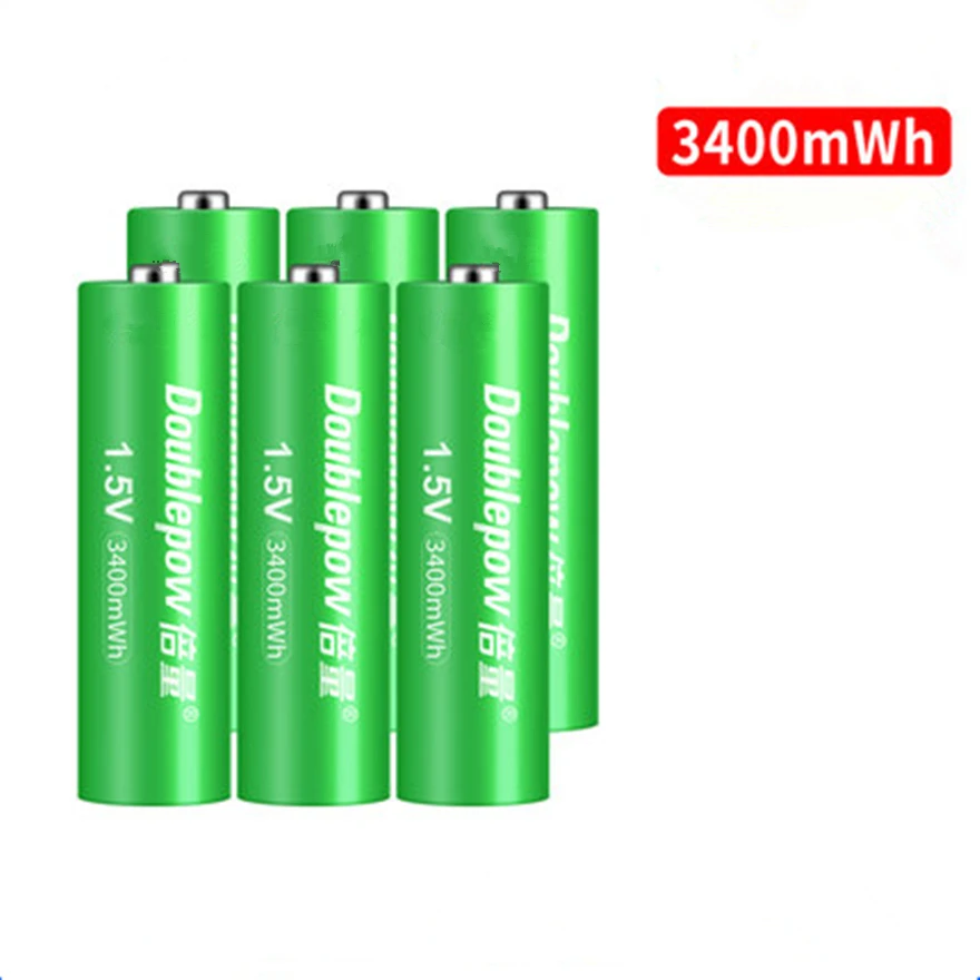 

6Pcs/lot New 3400mWh 1.5v AA rechargeable lithium battery is quickly charged by smart dedicated AA AAA battery charger