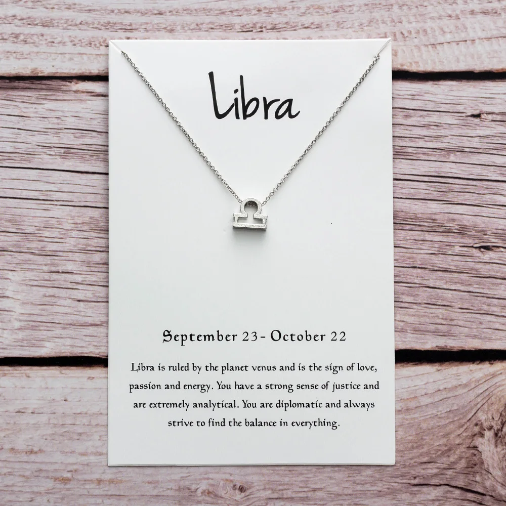 Silver Libra Модная Звезда Знак зодиака 12 Созвездие Ожерелье s& ожерелье с подвесками для женщин длинное цепное ожерелье Бижу femme - Окраска металла: Silver Libra