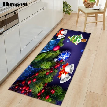 

Thregost Printing Christmas Mats Non Slip Welcome Door Mat Long Kitchen Carpet Machine Washable Home Hallway Bedroom Rugs