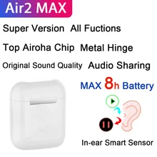 Air2 MAX TWS Earphones Airoha 1562A 12D Super Bass Bluetooth Earbuds Real light Sensor