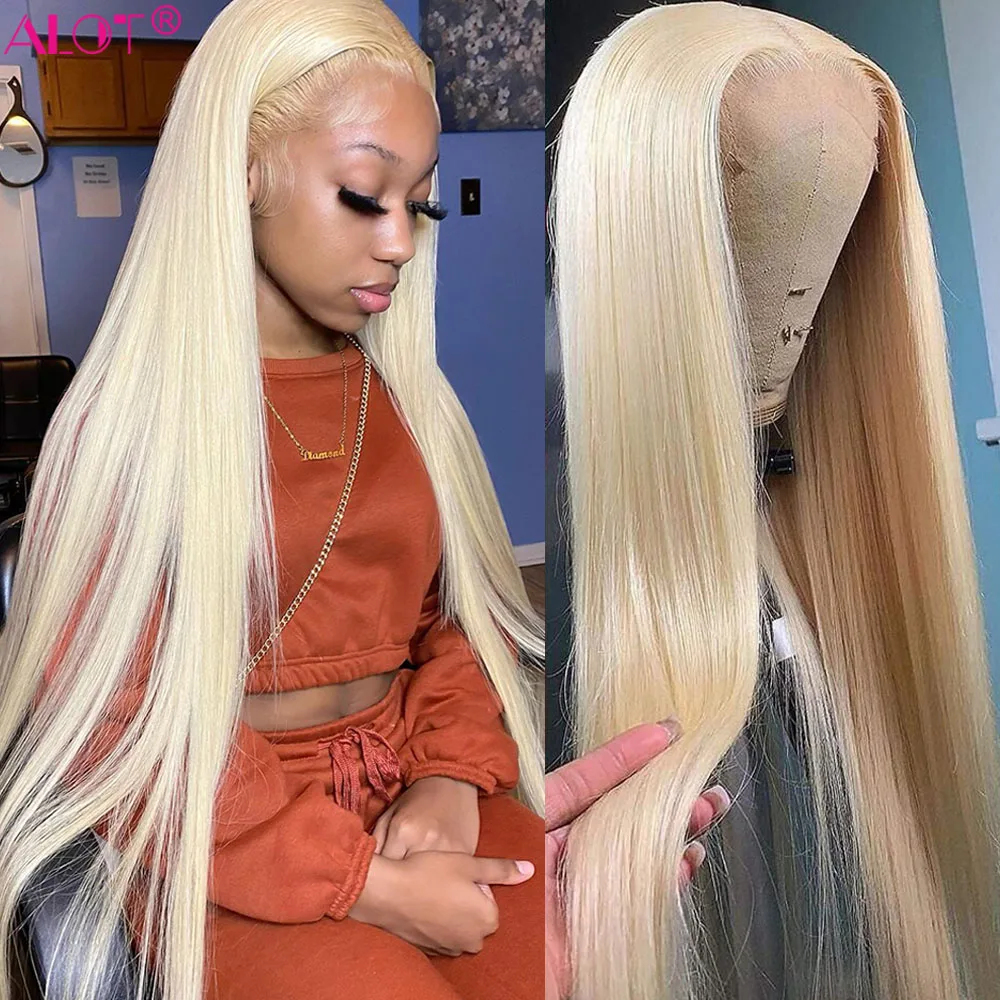 

38 inch 13x4 Honey Blonde 613 Lace Front Wigs Transparent HD Lace Frontal Wig Brazilian Straight Lace Part Human Hair Wig 150%