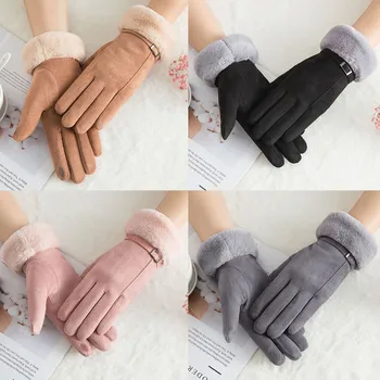 

Women Winter Gloves Keep Warm Solid Color Gloves Ladies Elegant Wrist Mittens Driving Glove Guantes Invierno