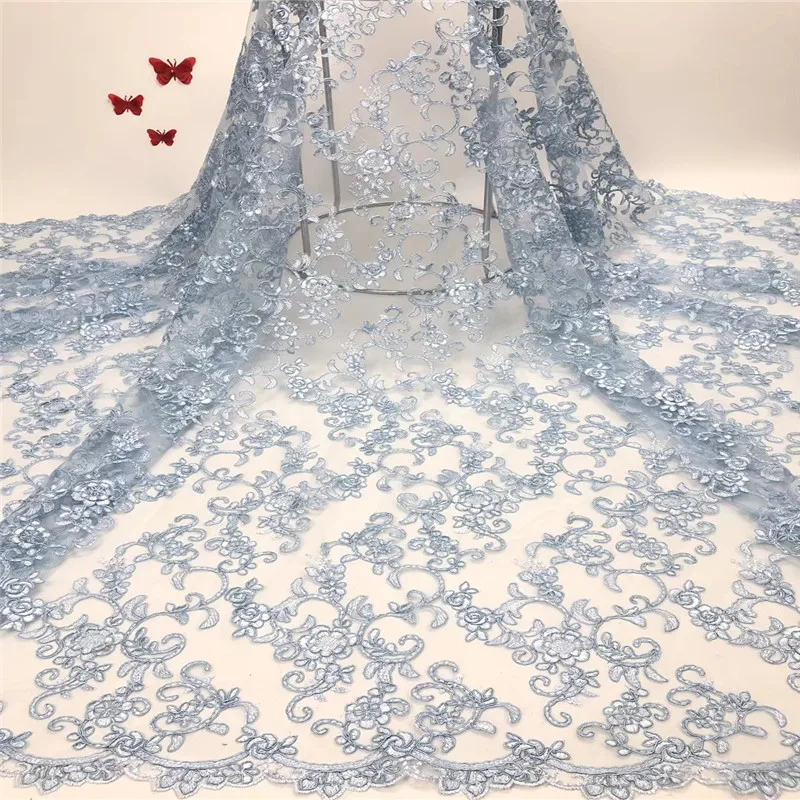 Cassiel African Net Lace Fabric Blue French Material 2019 High Quality Nigerian Sequins For Wedding Dress | Дом и сад