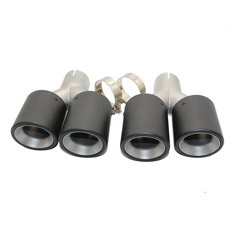Accessories exhaust pipe silencer tail throat Y-shaped carbon fiber double outlet 304 stainless steel flared sandblasting SZ007
