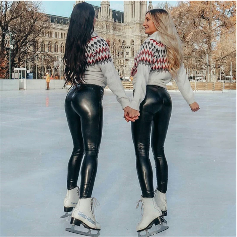 Meihuida женские сексуальные с высокой талией тонкие мягкие обтягивающие блестящие кожаные виниловые леггинсы брюки