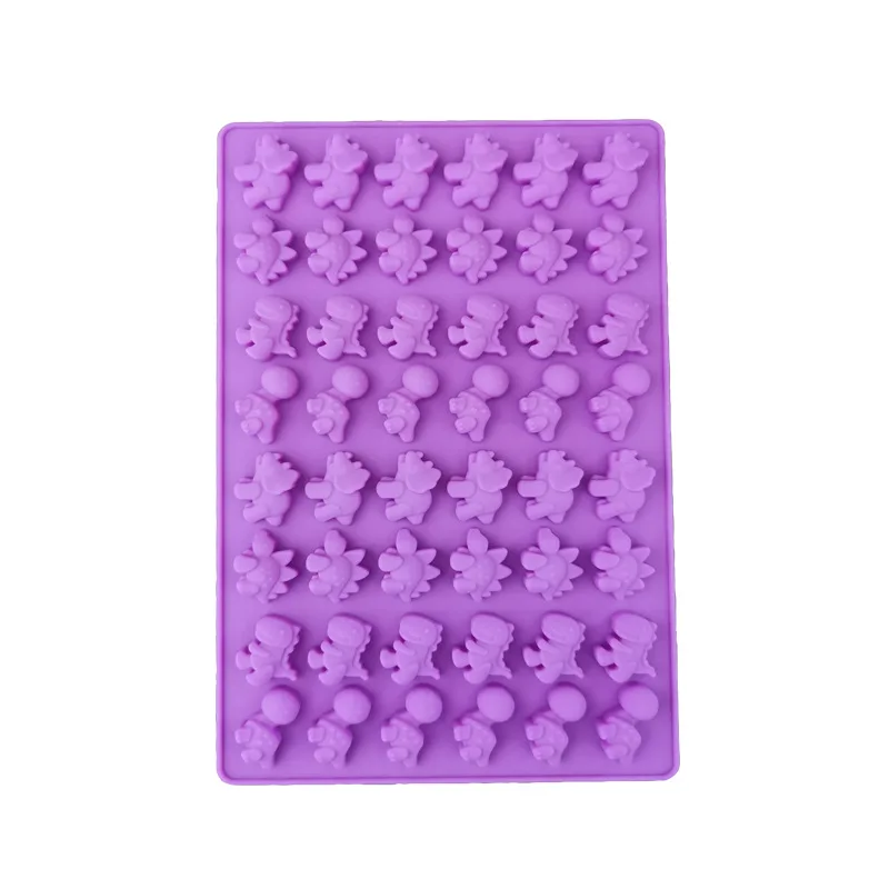 48 Cavity Dinosaur Silicone Gummy Chocolate Baking Mold Ice Cube Tray Candy Jelly Mould Cake Decorating Tool Kitchen Accessories - Цвет: Фиолетовый