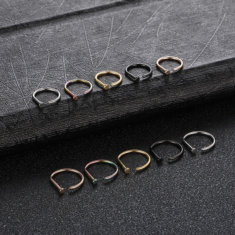 1PC G23 Titanium Colorful D Shape Nose Hoop Rings Loop Ear Cartilalge Piercings Nostril Nariz Piercings Body Jewelry 18G 20G nose rings piercing jewelry body piercing jewelry body jewelry