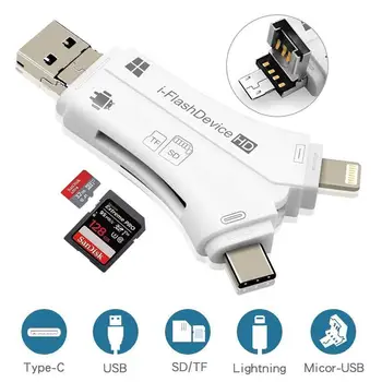 

4 in 1 i Flash Drive USB Type C Micro SD&TF Card Reader Adapter for iPhone pro 11 X max 5 6 7 8 for iPad Macbook Android Camera