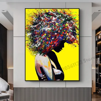 

Full square, round, diamond cross embroidered women with colorful hair diamond painting modern wall picture living room GG1757