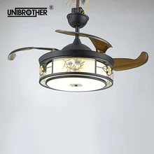 Китайский Невидимый потолочный светильник-вентилятор для гостиной, дома, ресторана, спальни, Потолочная классическая элегантная лампа, декоративная частота