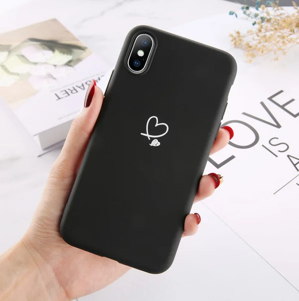 SAKZNR разноцветное сердце «любовь» чехол для iPhone 6 6S 7 8 Plus 11 Pro X XR XS Max 5 5S SE карамельный цвет чехол для телефона мягкий ТПУ задняя крышка - Цвет: Black
