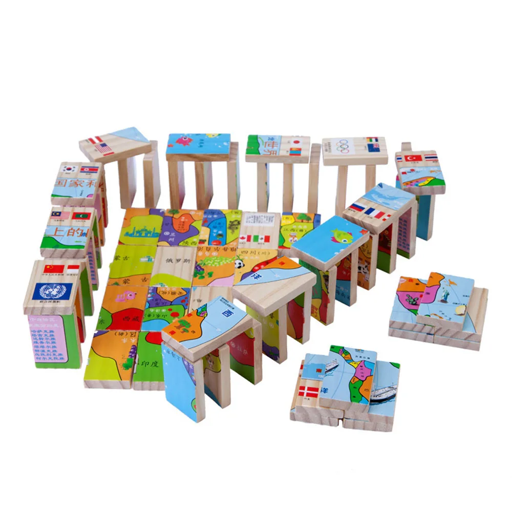 

100pc New Multilingual National Flag Domino wooden toys understanding of the world domino early education cognitive gift