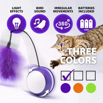 

Interactive Pet Cat Ball Toy Electronic Smart Automatic Sensing Obstacles LED Wheel Rechargeable Flash Rolling Toys Cat Stick