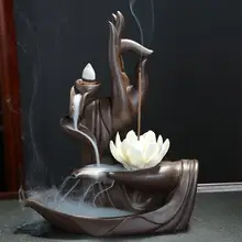 Фиолетовый ладан горелка глина обратного потока ладан горелка палочки держатель Гостиная ручной работы Будда тарелка Ретро орнамент