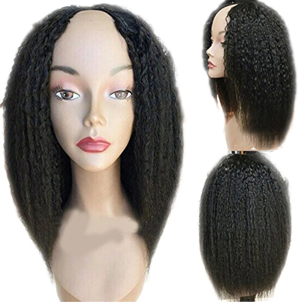 

Eversilky Italian Yaki Straight U Part Wig 150% Density Brazilian Remy Hair 2x4 Middle Part Human Hair Wigs Afro Short Bob Wig
