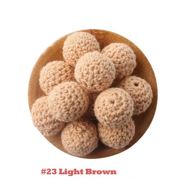 Light Brown 10 шт. 16 мм вязанные крючком бусины Детские деревянные Прорезыватели Новорожденные игрушки Изготовление ювелирных изделий уход ожерелье из бисера деревянные грызуны пустые детские товары - Цвет: Light Brown