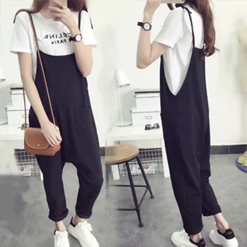 

Woman Bib Pants Pregnancy Trousers Belt New Plus Size Clothes-For-Fat-Women Pregnant-Overalls Jumpsuit Solid Color Women Pants