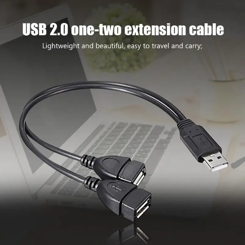 Кабели для передачи данных USB2.0 к двойному USB Мужской Женский высокоскоростной Высококачественный портативный удобный usb-кабель для зарядки y-разветвитель
