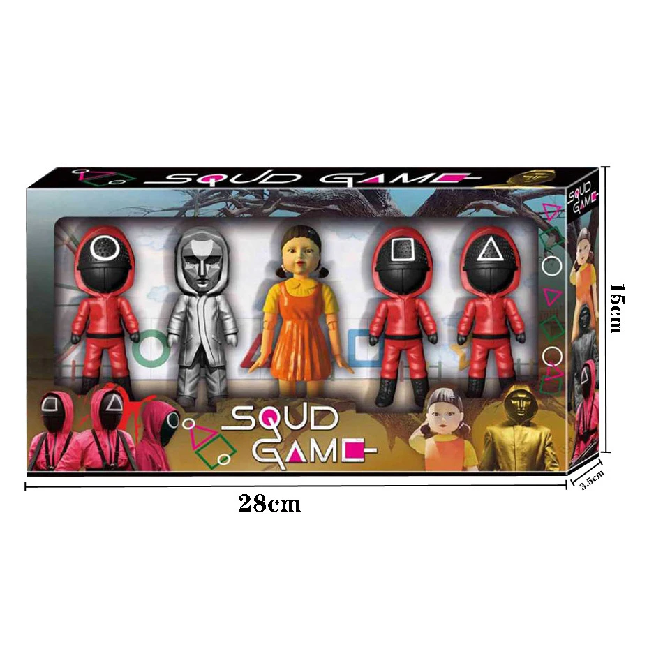 5Pcs/Set Squid Game Figure Villain BOSS Triangle Round Square Doll PVC  Material Suit Child Toy Christmas Present 8 12cm|Action Figures| -  AliExpress