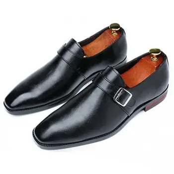

38~48 Plus Size Brown Monk Strap Shoes Men Pointed Toe Formal Wedding Leather Shoes Italian Men Business Office Suit Dress Shoe