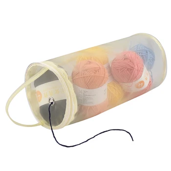 

Portable Yarn Storage Bag Round Empty Mesh Yarn Balls Organizer Basket Crochet Thread Tote Bag - Rose