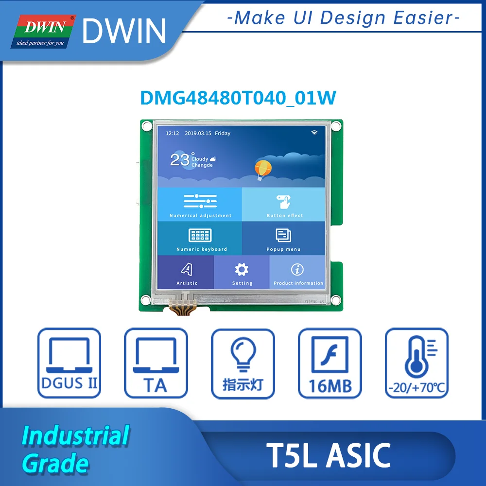 Разрешение DWIN 4 дюйма 480*480 HMI промышленный класс IPS-TFT-LCD Smart LCM мониторы Modbus могут
