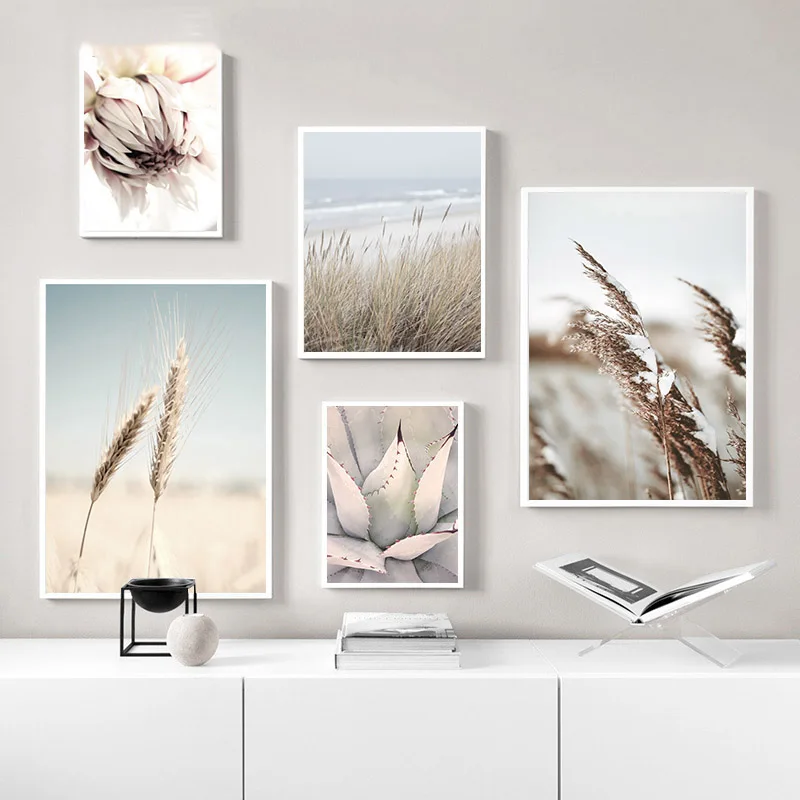 

Reed Grass Sea Landscape Poster Scandinavian Canvas Print Nature Scenery Wall Art Picture Painting Nordic Style Home Room Decor