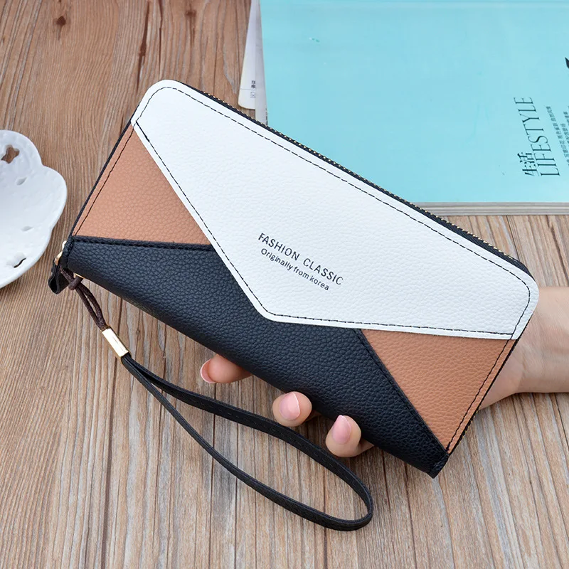 

Leather Wallet Women Big Capacity Clutch Long Ladies Purse Card Holder Geometric Women Wallets Money Pocket Bag