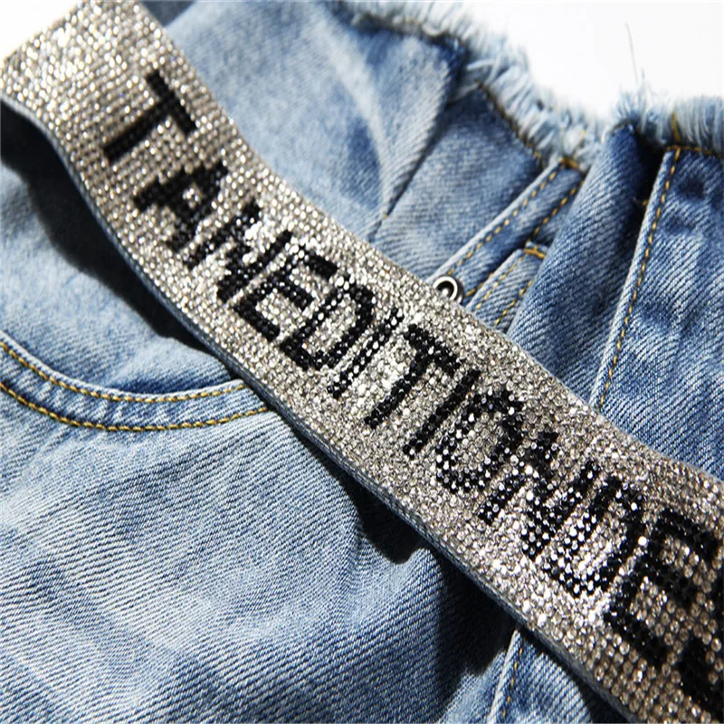 Korean Denim Shorts Women High Waist Diamonds Large Size Casual Summer Short Trouser Female Fashion Clothes 2020 New