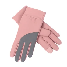 Зимние женские спортивные перчатки с сенсорным экраном, теплые перчатки на полный палец, Женские ветрозащитные варежки в стиле пэчворк, перчатки для вождения, катания на лыжах, Новинка