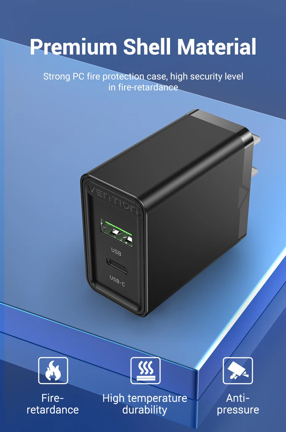 Vention 20W Fast USB Charger Type C PD Fast Charging for iPhone 17 16 15 Quick Charge QC 3.0 Mobile Phone Charger EU UK CN Plug